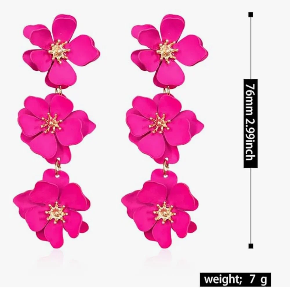 Boho Flower Dangle Earring - Picture 3 of 16